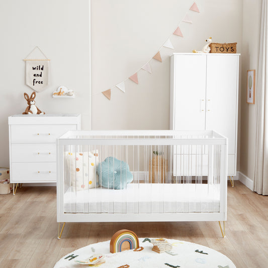 Babymore Kimi Acrylic 3 Piece Nursery Room Set - White-Dreamy Nursery