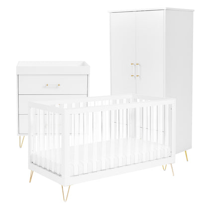 Babymore Kimi Acrylic 3 Piece Nursery Room Set - White-Dreamy Nursery