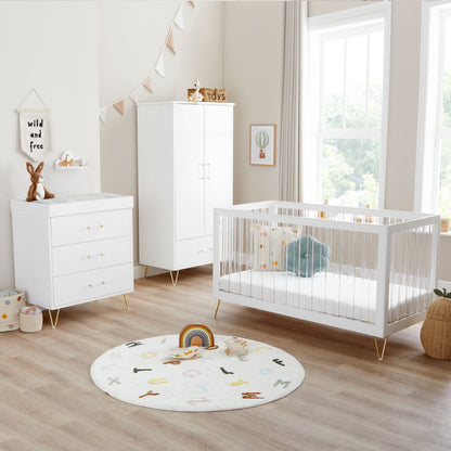 Babymore Kimi Acrylic 3 Piece Nursery Room Set - White-Dreamy Nursery