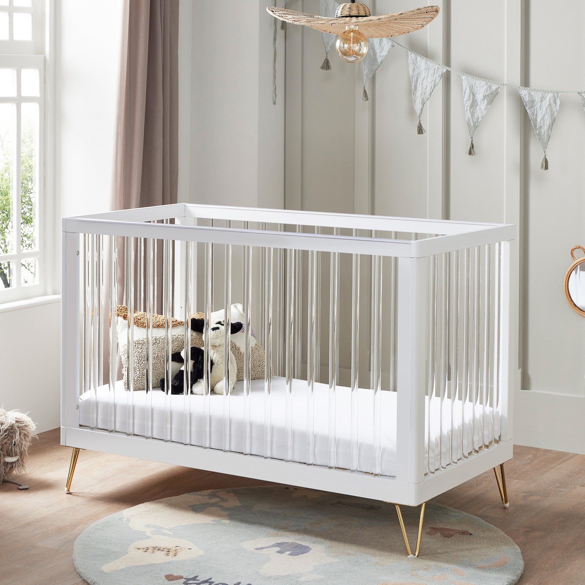 Babymore Kimi Mini Cot Bed - Acrylic-Dreamy Nursery