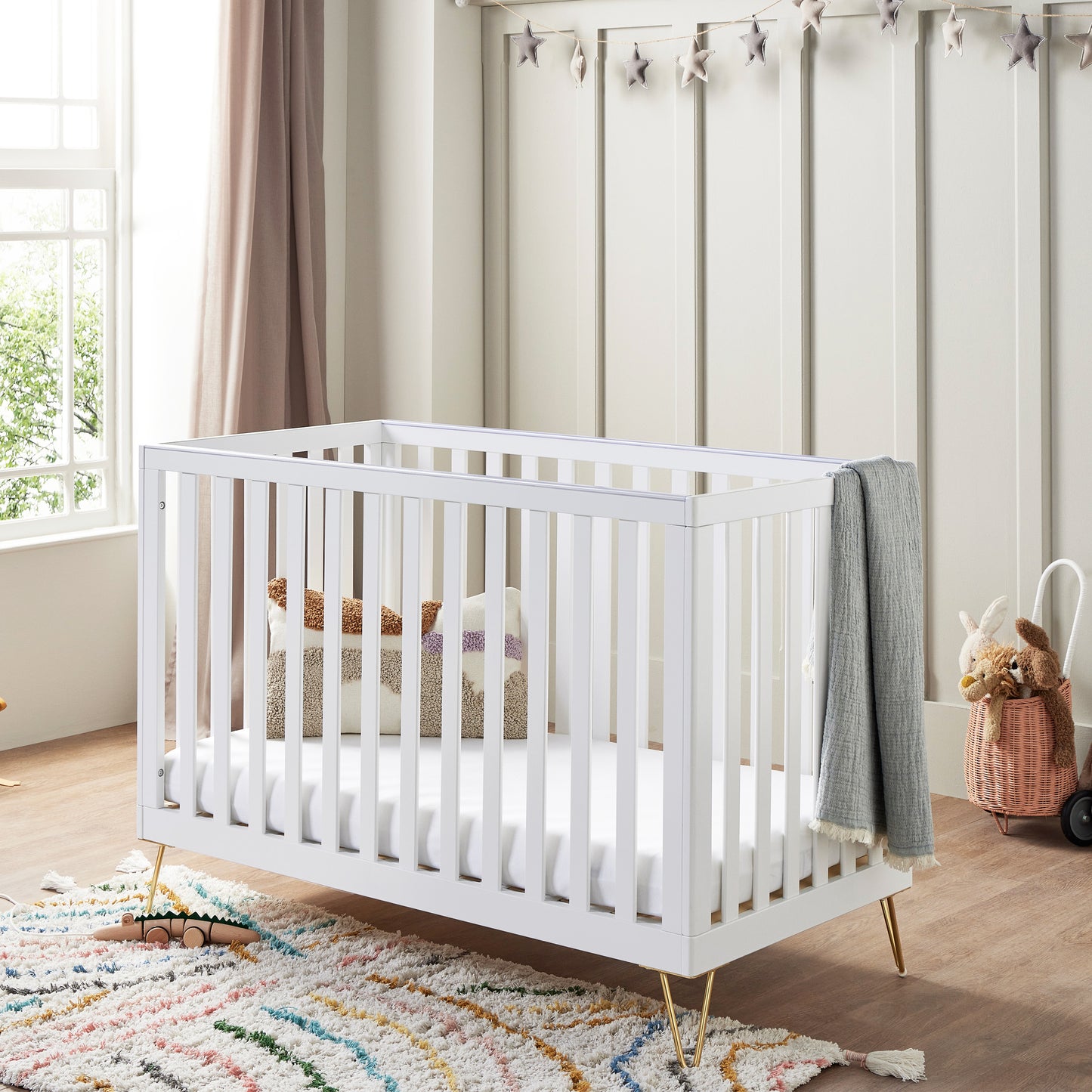 Babymore Kimi Mini Cot Bed - White-Dreamy Nursery