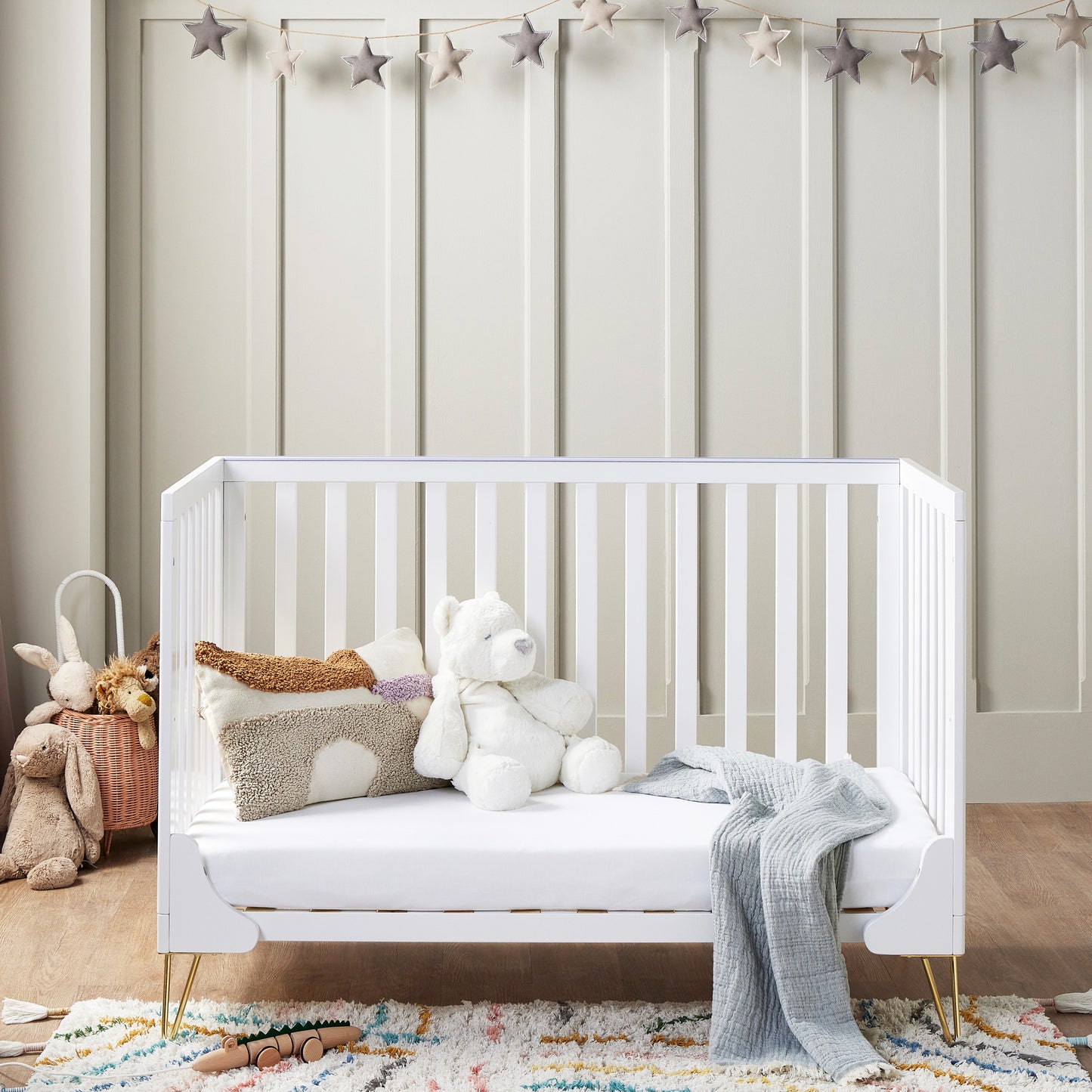 Babymore Kimi Mini Cot Bed - White-Dreamy Nursery
