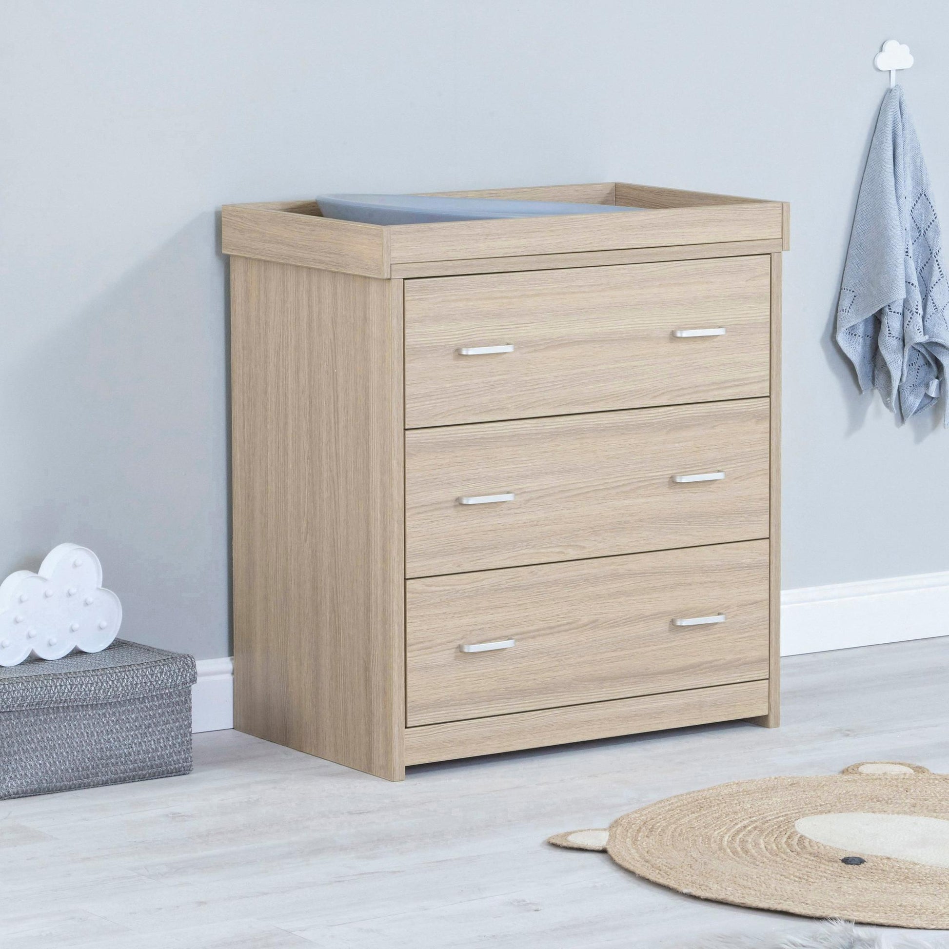 Babymore Luno 2 Piece Nursery Furniture Set – Oak (with under-cot storage)-Dreamy Nursery