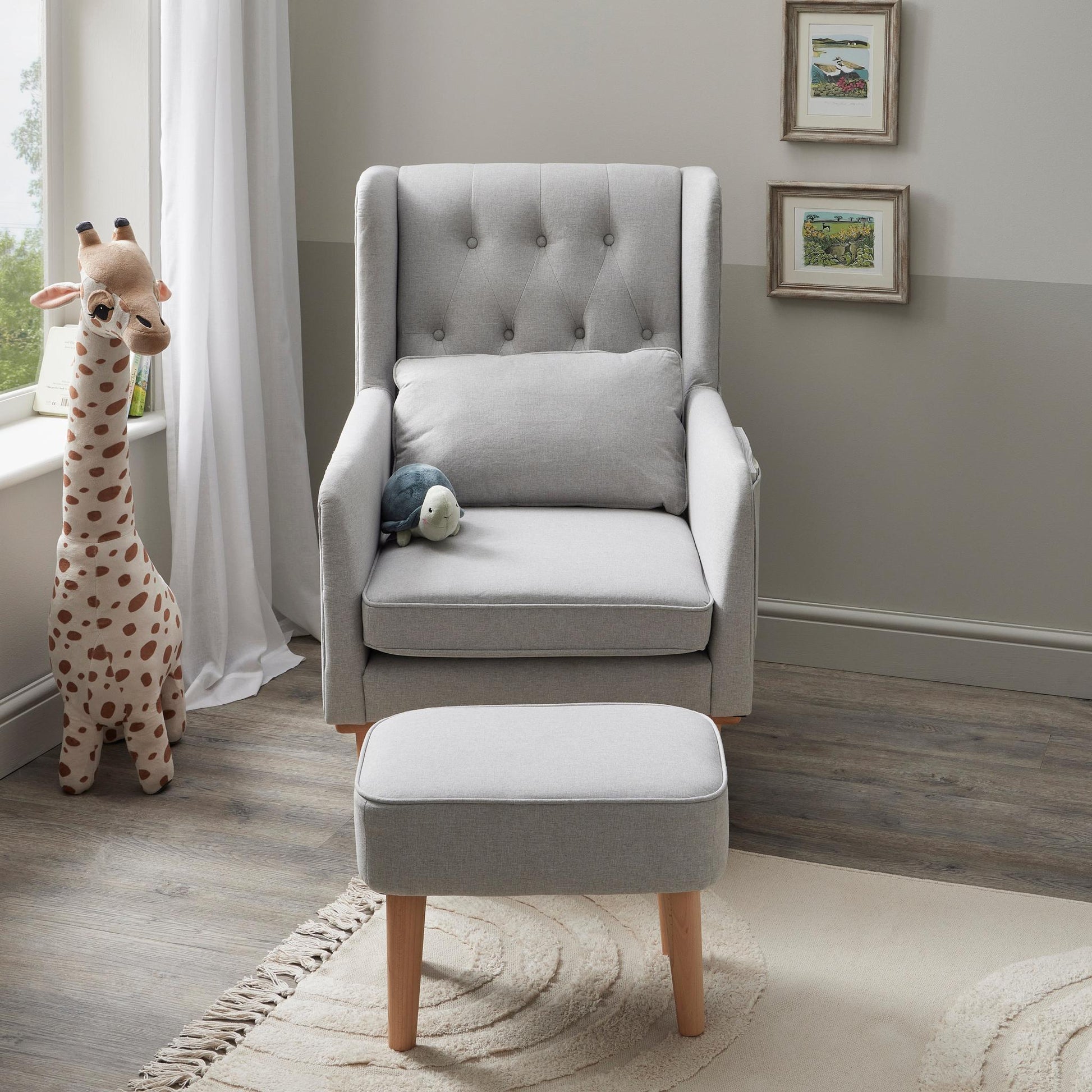 Babymore Lux Nursing Chair with Footstool – Grey-Dreamy Nursery