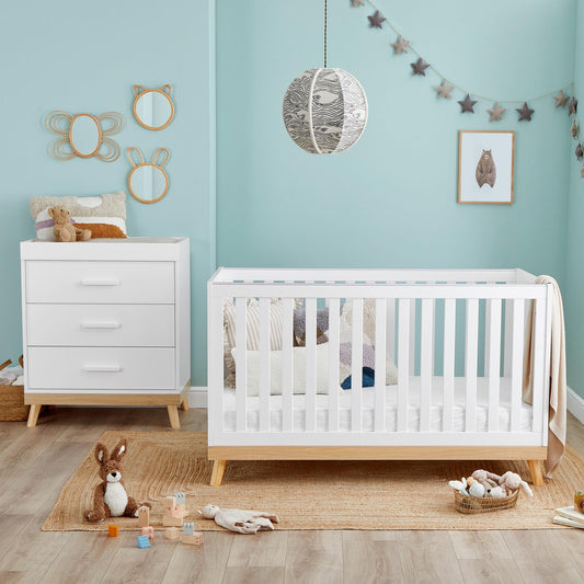 Babymore Mona 2 Piece Nursery Furniture Set – White-Dreamy Nursery
