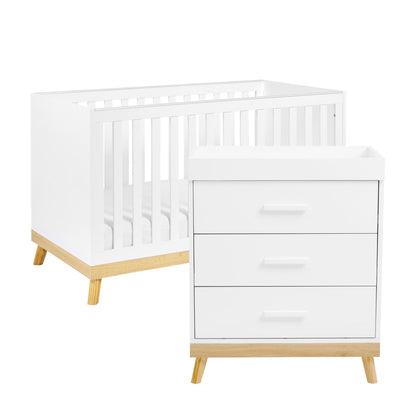 Babymore Mona 2 Piece Nursery Furniture Set – White-Dreamy Nursery