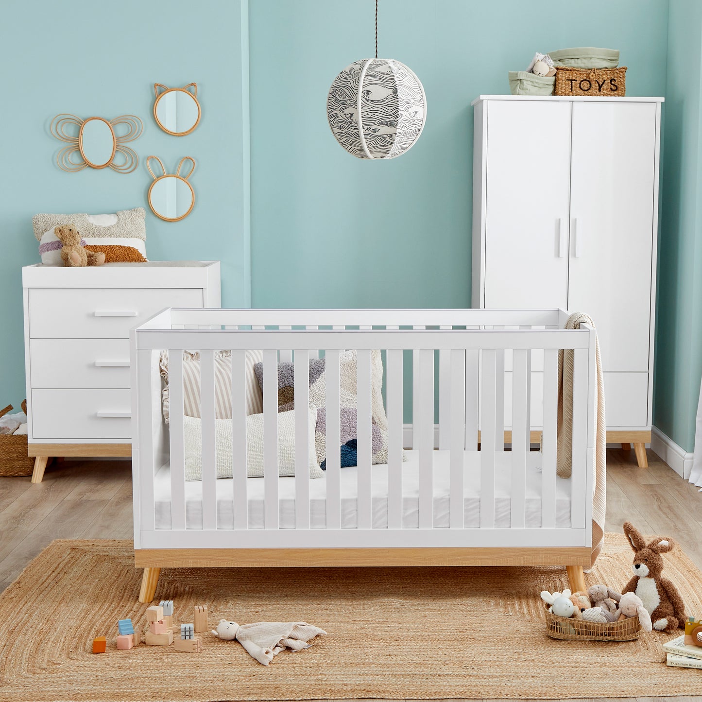 Babymore Mona 3 Piece Nursery Furniture Set – White-Dreamy Nursery