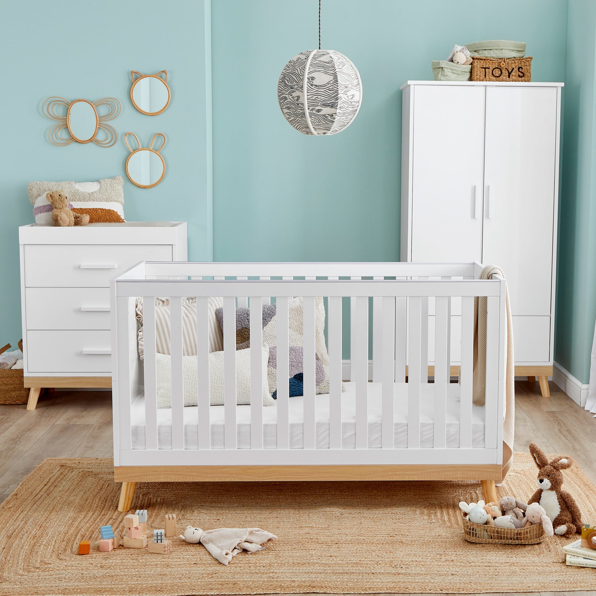Babymore Mona 3 Piece Nursery Furniture Set – White-Dreamy Nursery