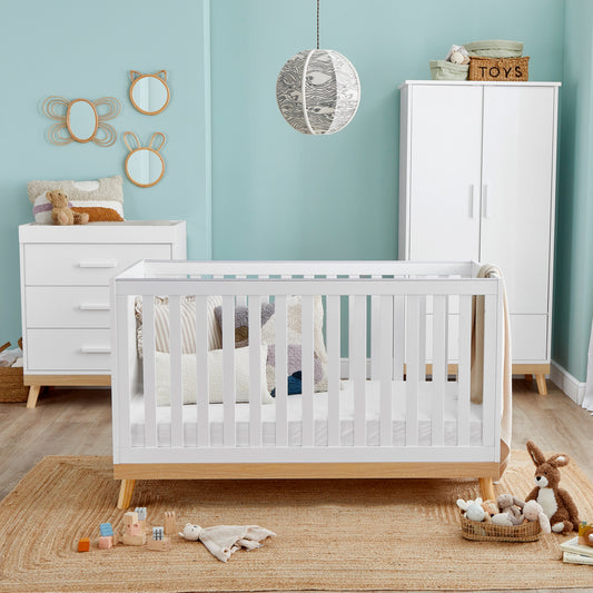 Babymore Mona 3 Piece Nursery Furniture Set – White-Dreamy Nursery