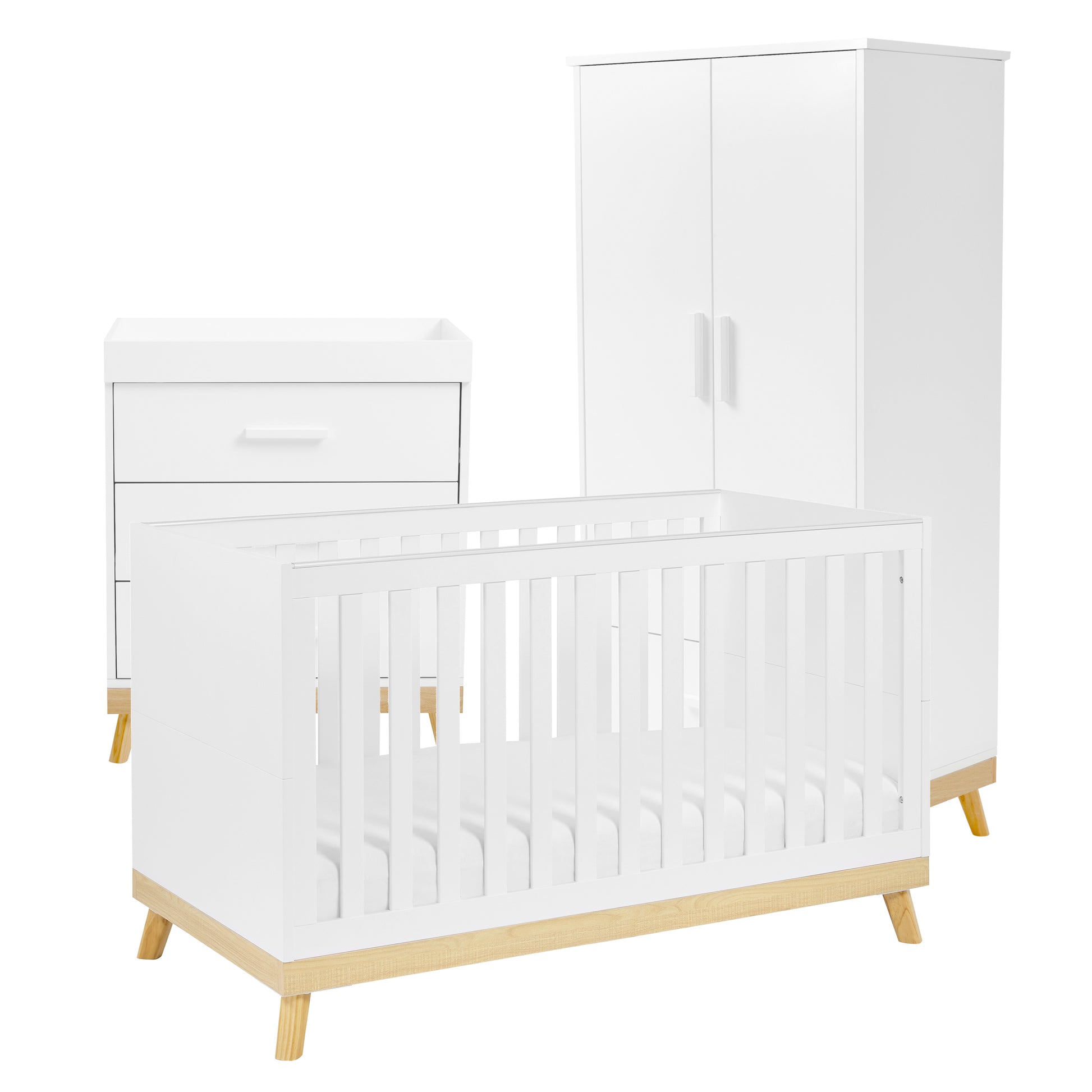 Babymore Mona 3 Piece Nursery Furniture Set – White-Dreamy Nursery