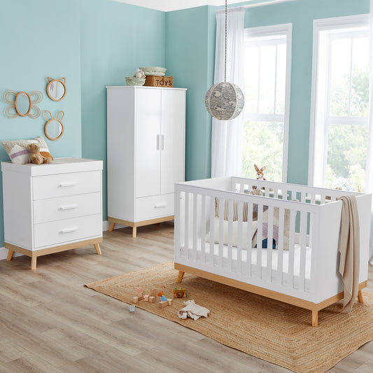 Babymore Mona 3 Piece Nursery Furniture Set – White-Dreamy Nursery