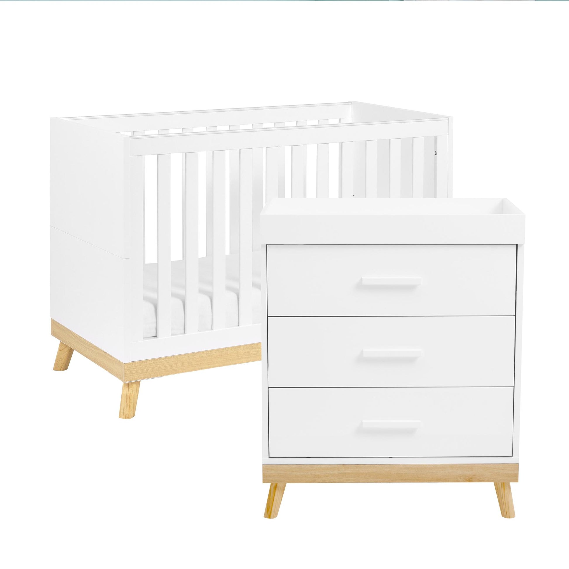 Babymore Mona Mini 2 Piece Nursery Room Set - White-Dreamy Nursery