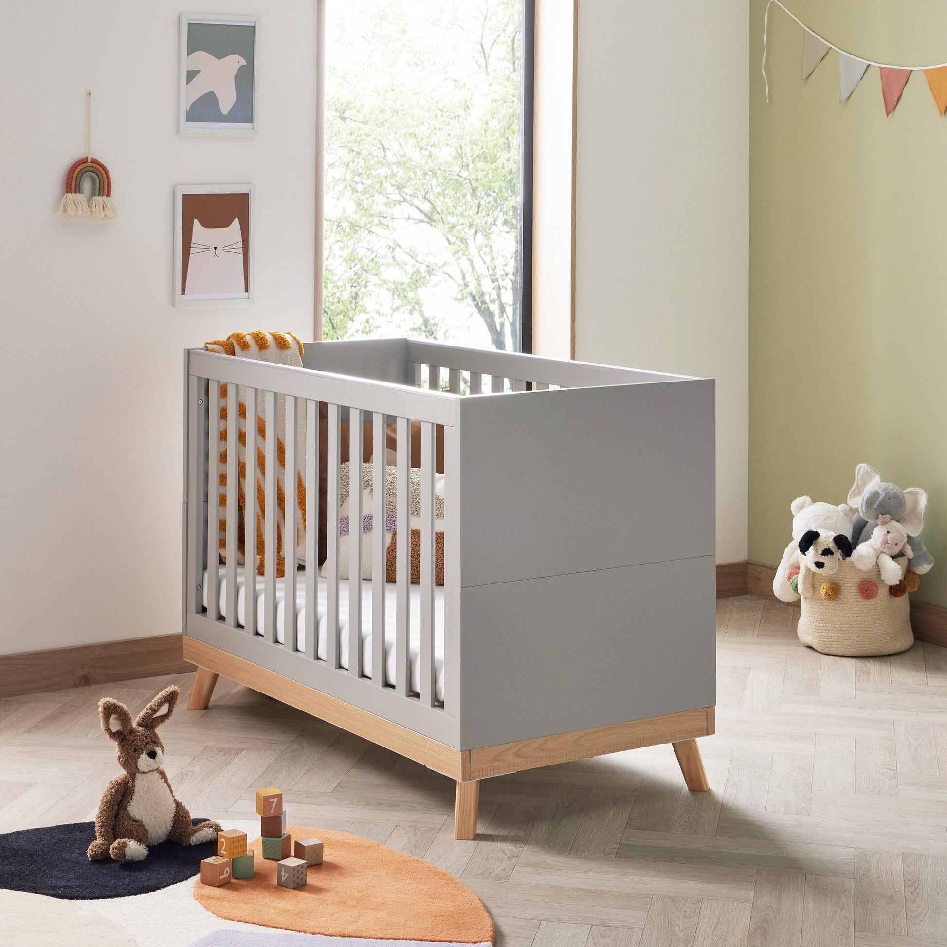 Babymore Mona Mini Cot Bed - Grey-Dreamy Nursery