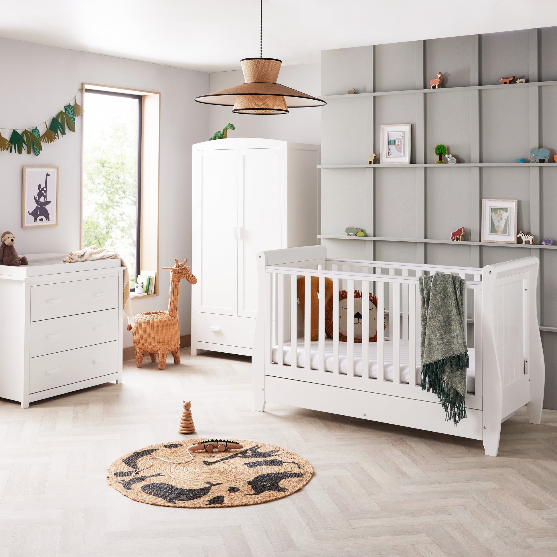 Babymore Stella 3 Piece Nursery Room Set - White-Dreamy Nursery