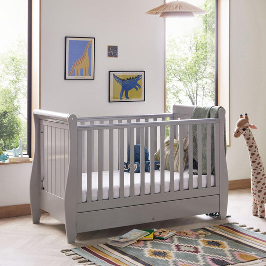 Babymore Stella Sleigh Cot Bed - Grey-Dreamy Nursery