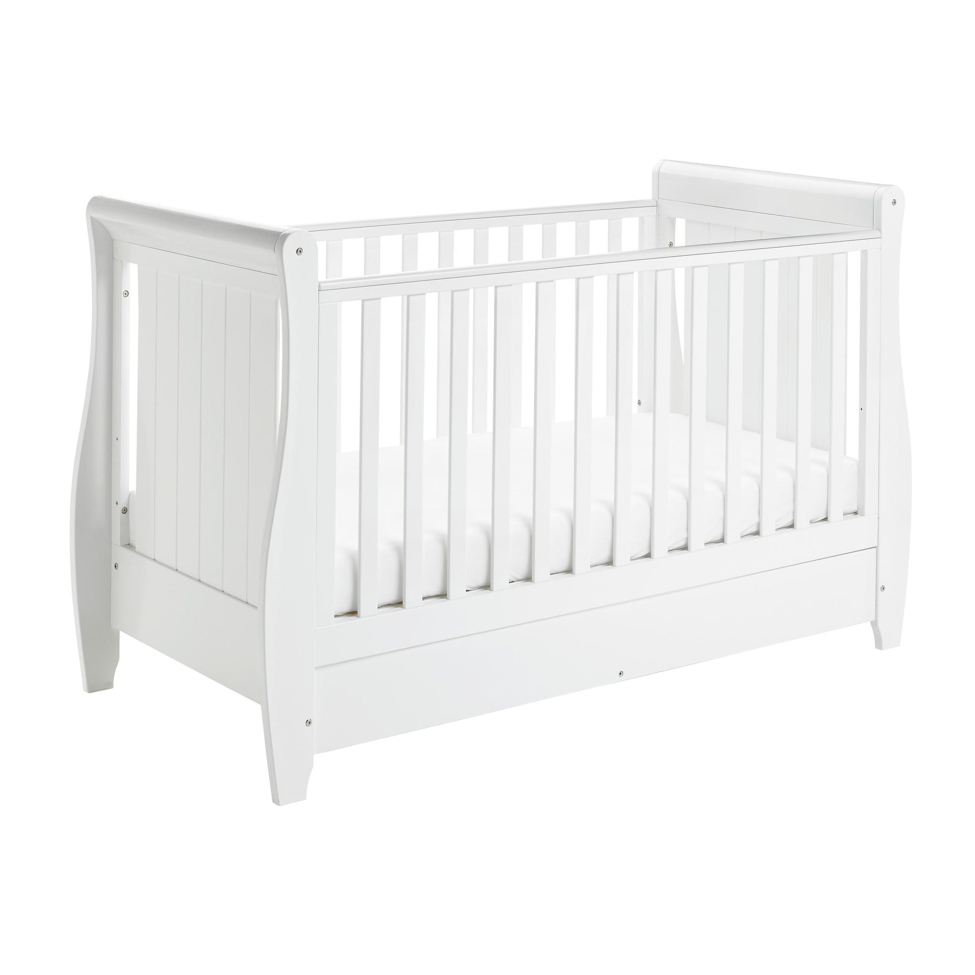 Babymore Stella Sleigh Cot Bed - White-Dreamy Nursery