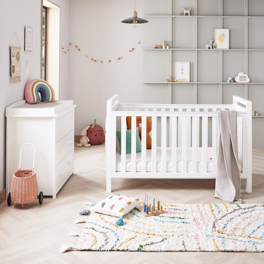 Babymore Velvet Deluxe 2 Piece Nursery Room Set - White-Dreamy Nursery