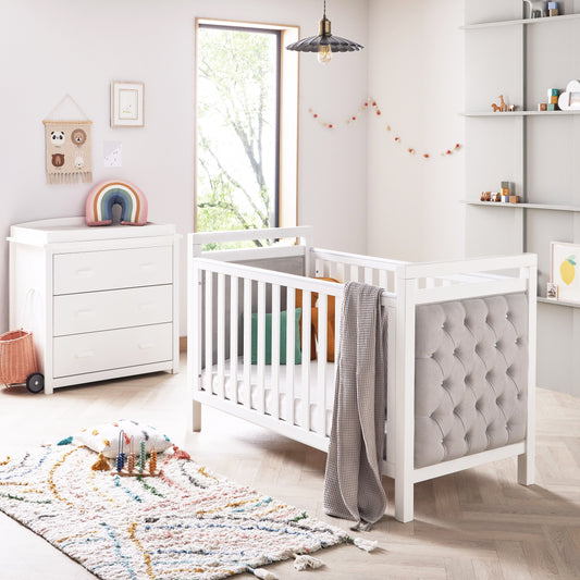 Babymore Velvet Deluxe 2 Piece Nursery Room Set - White-Dreamy Nursery