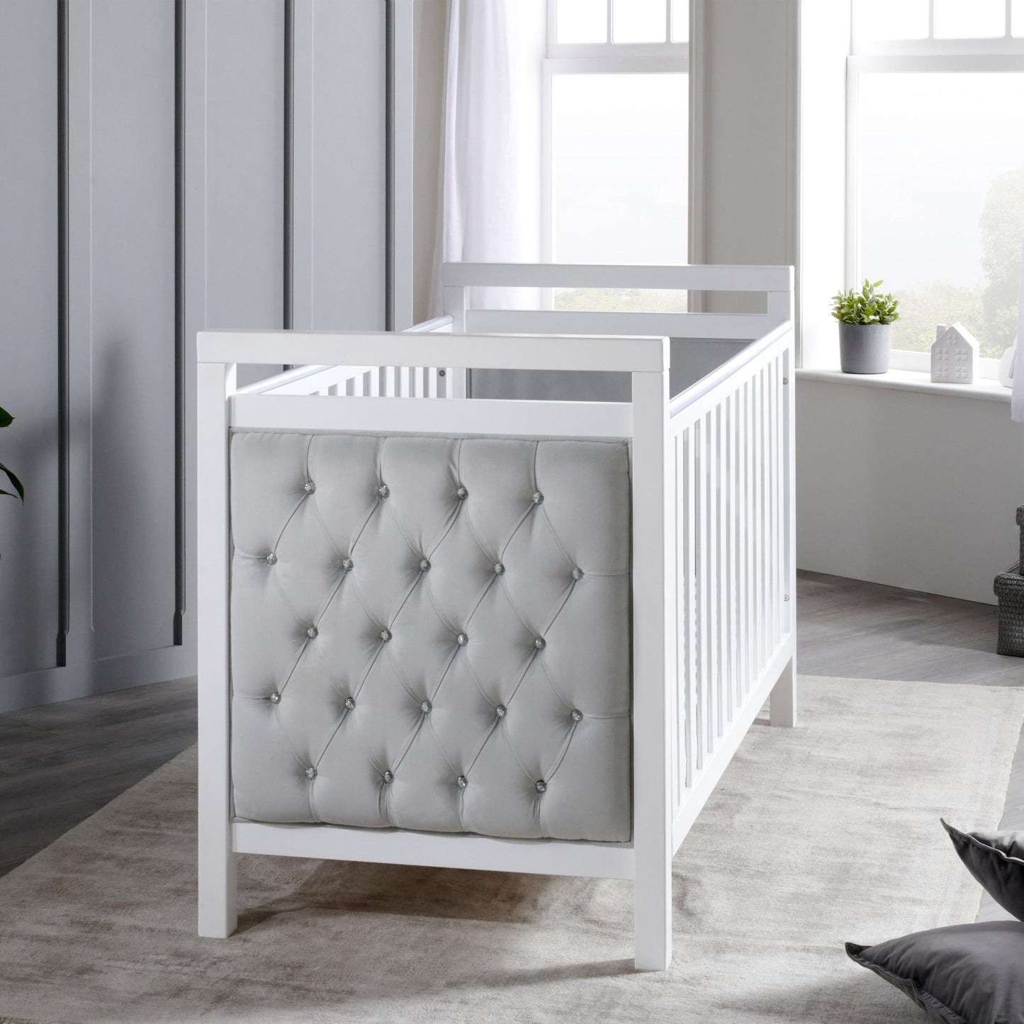 Babymore Velvet Deluxe 3 Piece Nursery Room Set - White-Dreamy Nursery