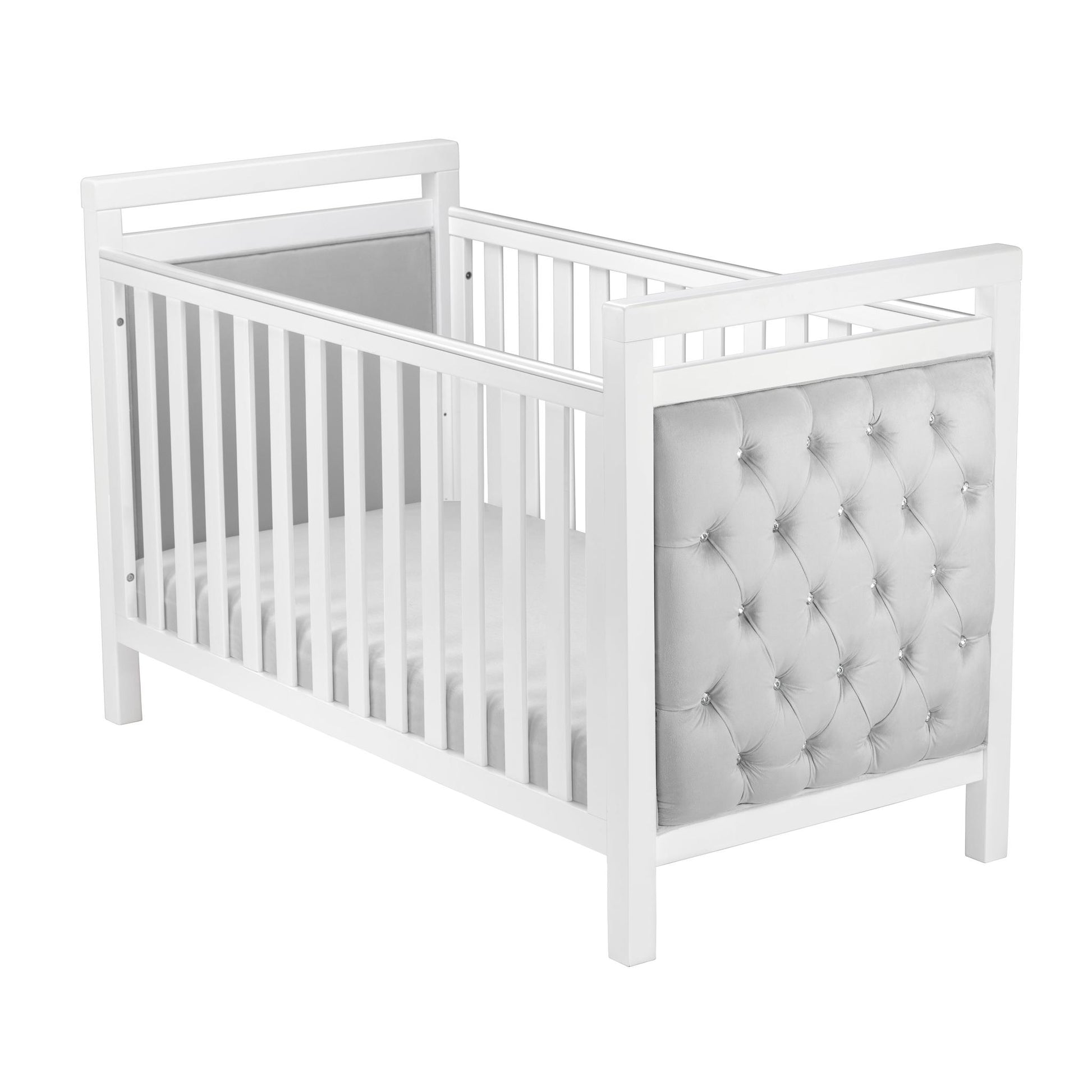 Babymore Velvet Deluxe Cot Bed - White-Dreamy Nursery