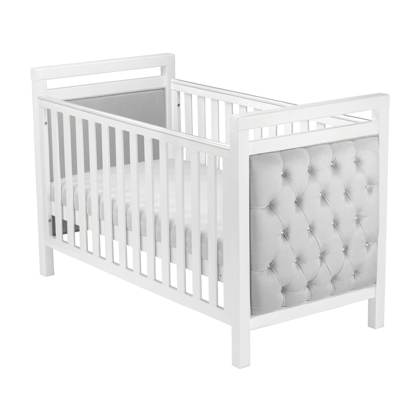 Babymore Velvet Deluxe Cot Bed - White-Dreamy Nursery