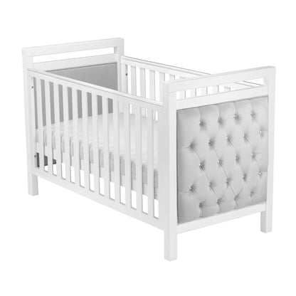 Babymore Velvet Deluxe Cot Bed - White-Dreamy Nursery