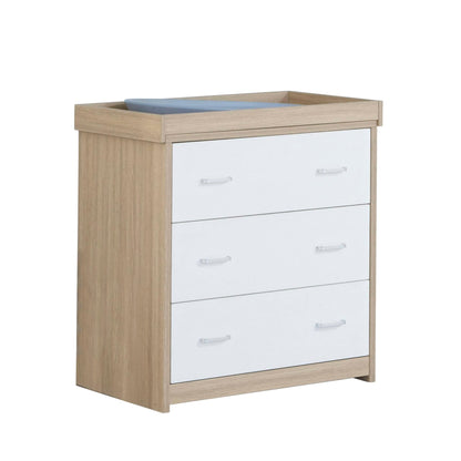 Babymore Veni 2 Piece Nursery Room Set (with under-cot storage) - White & Oak-Dreamy Nursery
