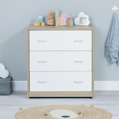 Babymore Veni 2 Piece Nursery Room Set (with under-cot storage) - White & Oak-Dreamy Nursery