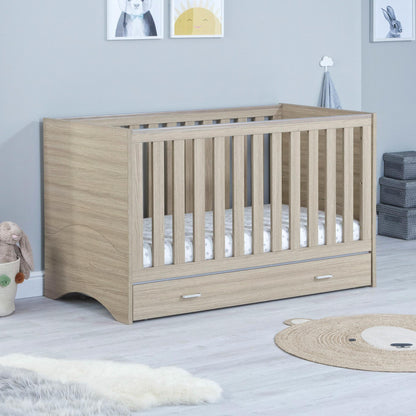 Babymore Veni Cot Bed (with under-cot storage) - Oak-Dreamy Nursery