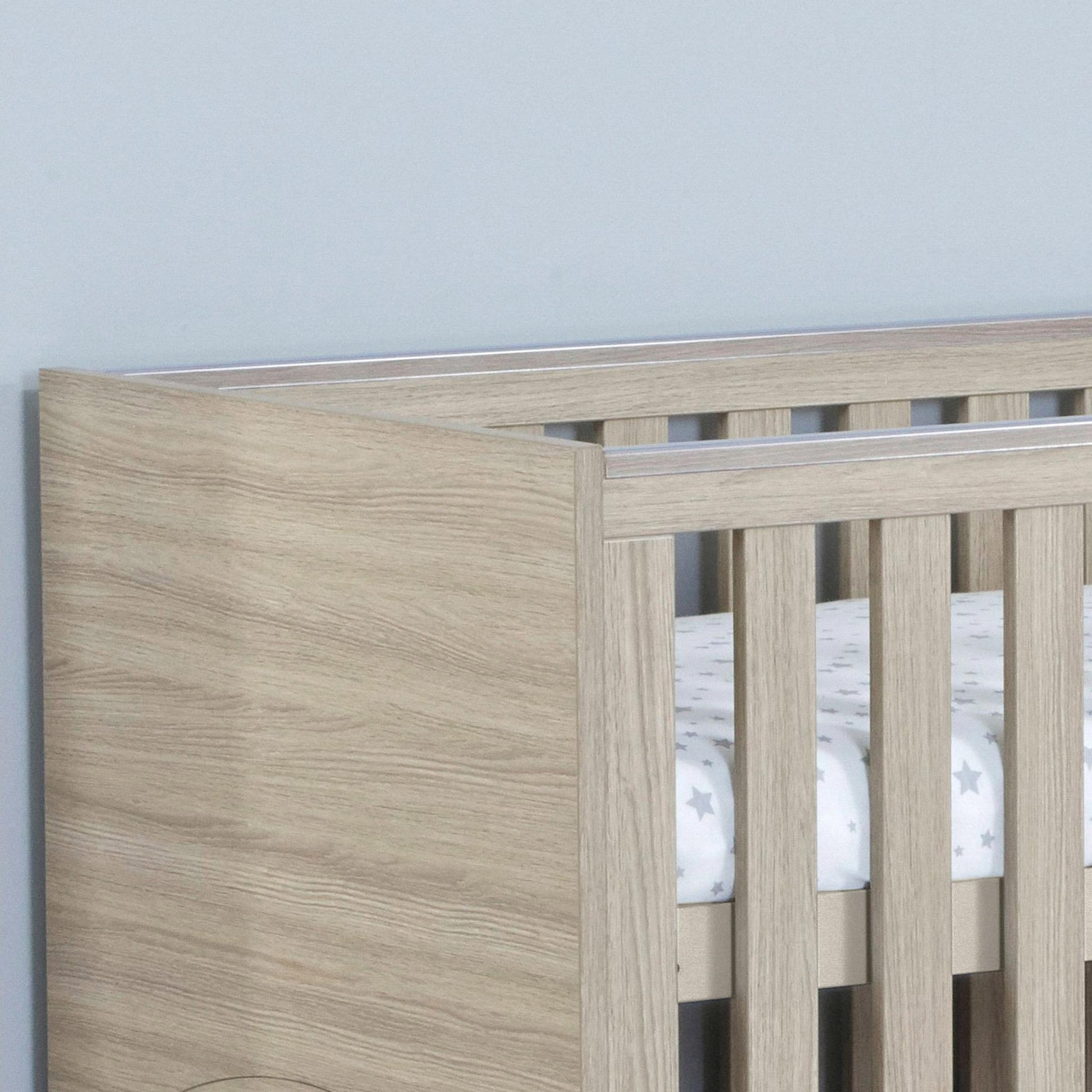 Babymore Veni Cot Bed (with under-cot storage) - Oak-Dreamy Nursery