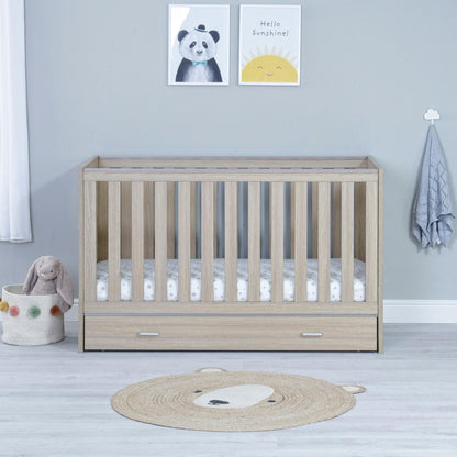 Babymore Veni Cot Bed (with under-cot storage) - Oak-Dreamy Nursery
