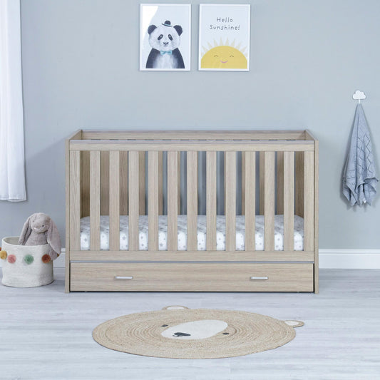 Babymore Veni Cot Bed (with under-cot storage) - Oak-Dreamy Nursery