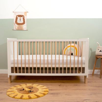 Clair De Lune Essentials Cot Bed - White & Natural-Dreamy Nursery