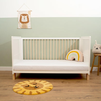 Clair De Lune Essentials Cot Bed - White & Natural-Dreamy Nursery