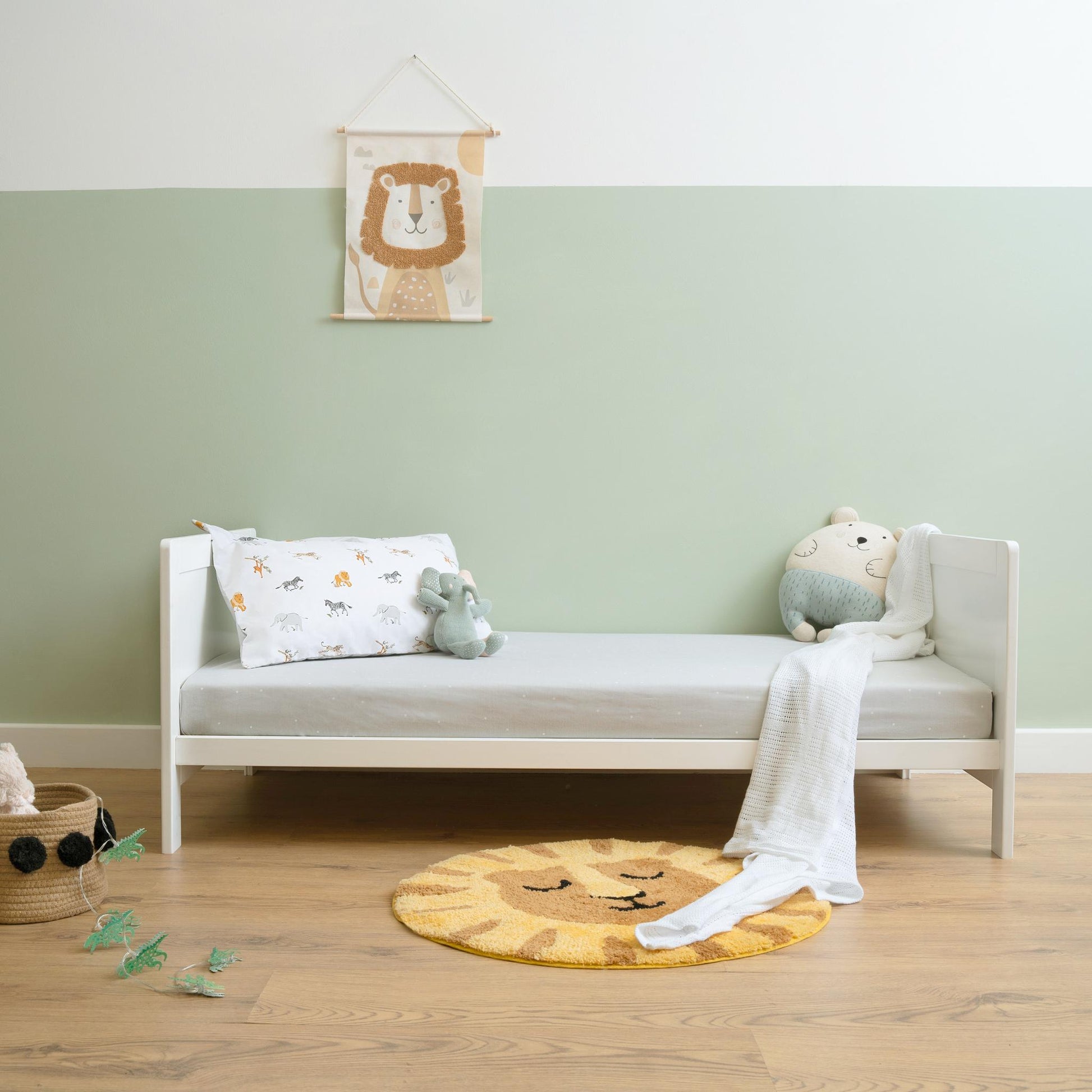 Clair De Lune Essentials Cot Bed - White & Natural-Dreamy Nursery
