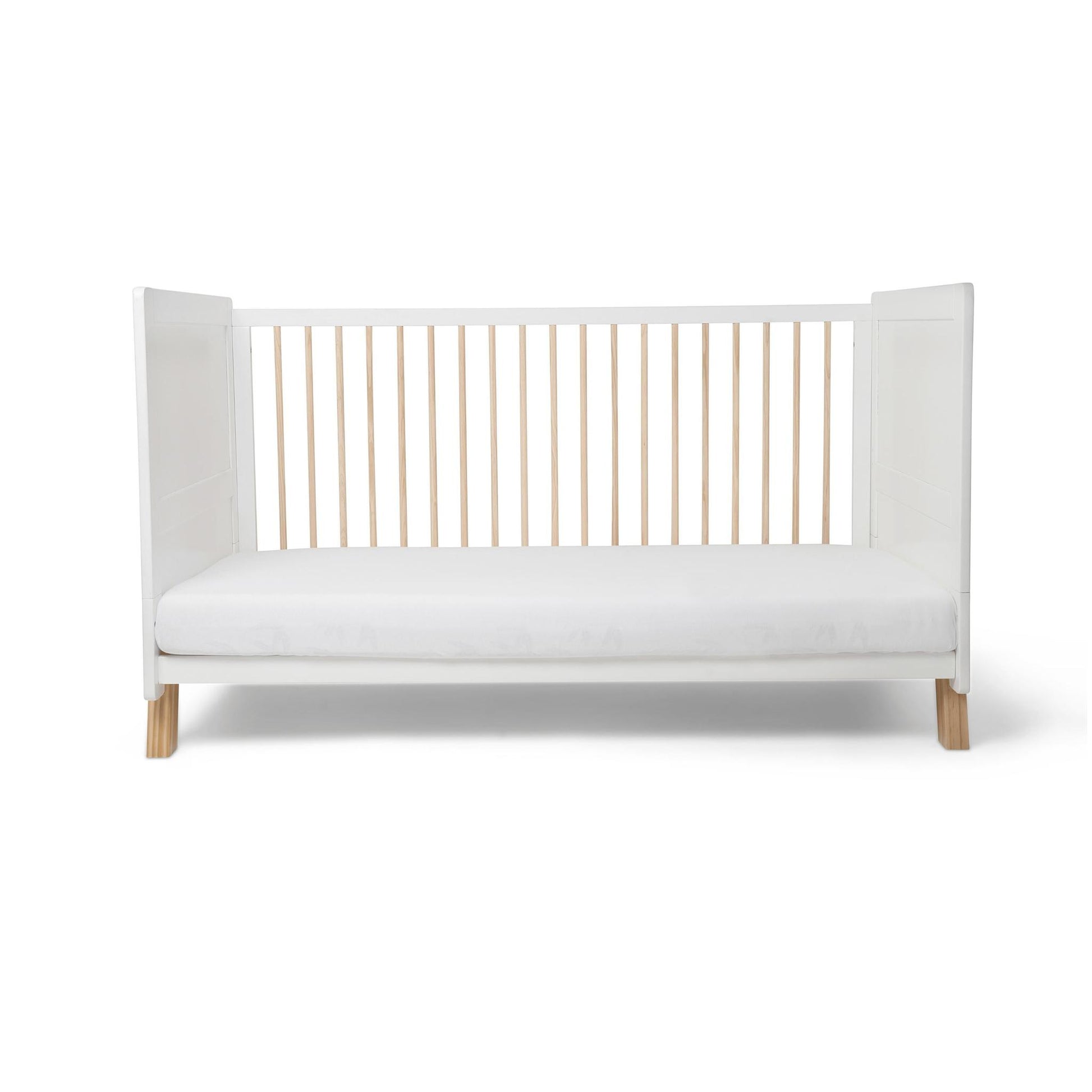 Clair De Lune Essentials Cot Bed - White & Natural-Dreamy Nursery