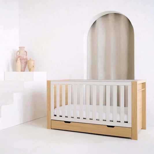 Clair De Lune Juni Cot Bed & Drawer - Natural & Cashmere-Dreamy Nursery