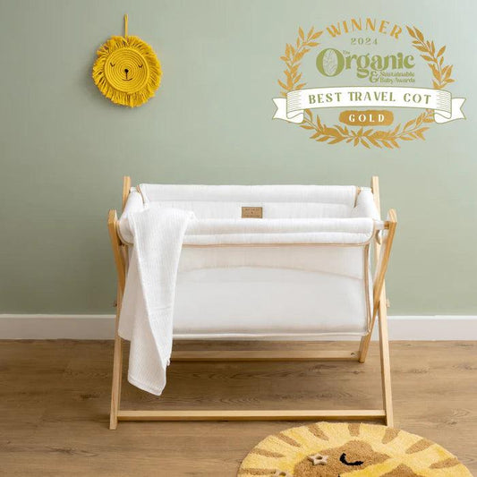 Clair De Lune Organic Folding Crib - White-Dreamy Nursery