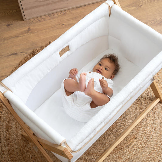 Clair De Lune Organic Folding Crib - White-Dreamy Nursery