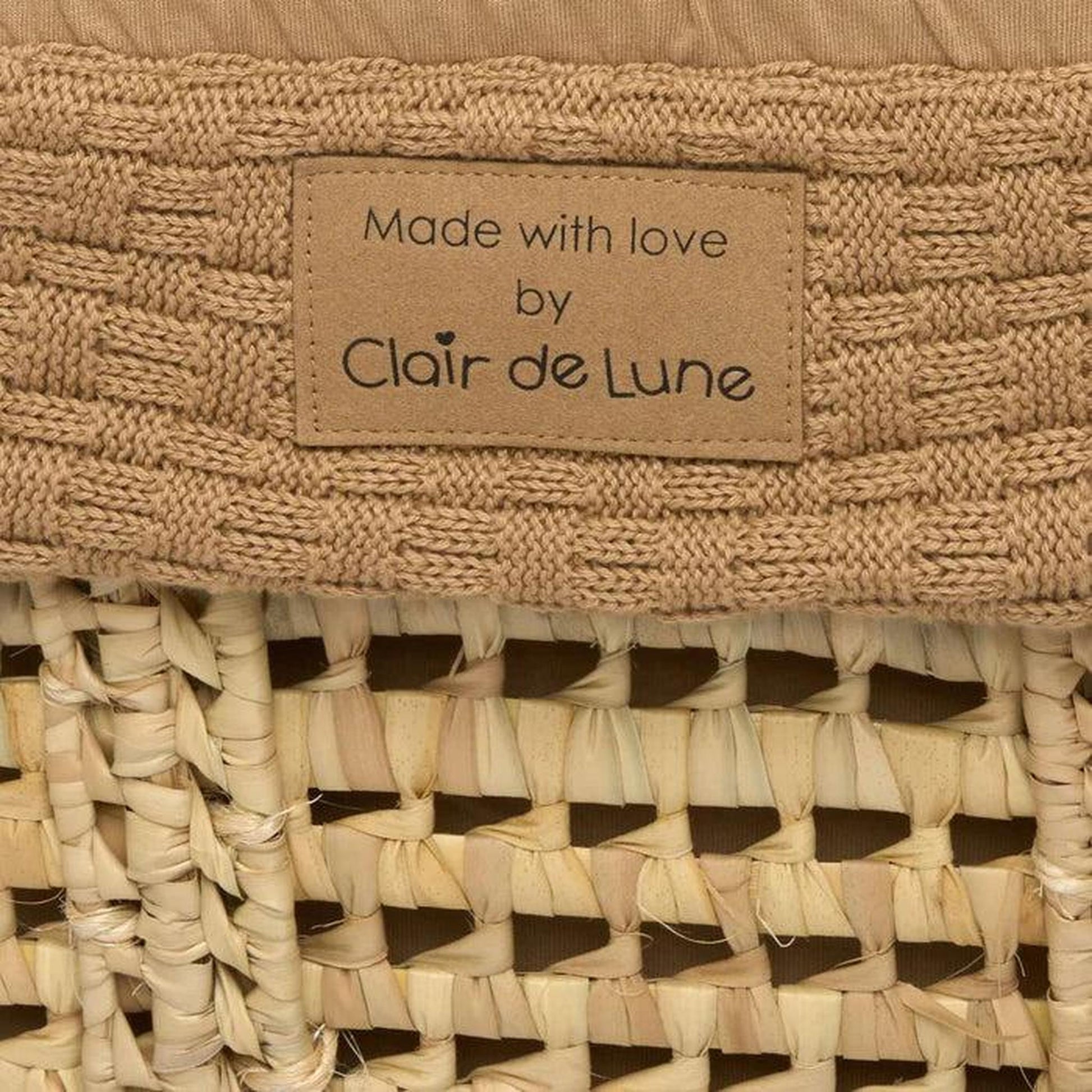 Clair De Lune Organic Knitted Palm Moses Basket (with Rocking Stand) - Biscuit-Dreamy Nursery