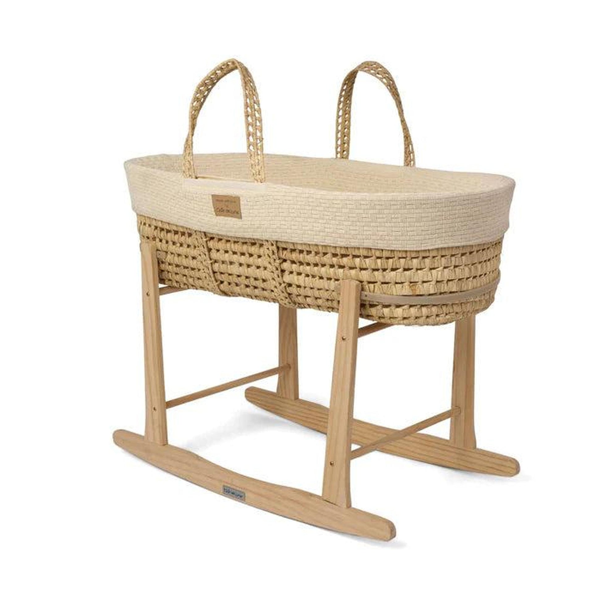 Clair De Lune Organic Knitted Palm Moses Basket (with Rocking Stand) - Cream-Dreamy Nursery