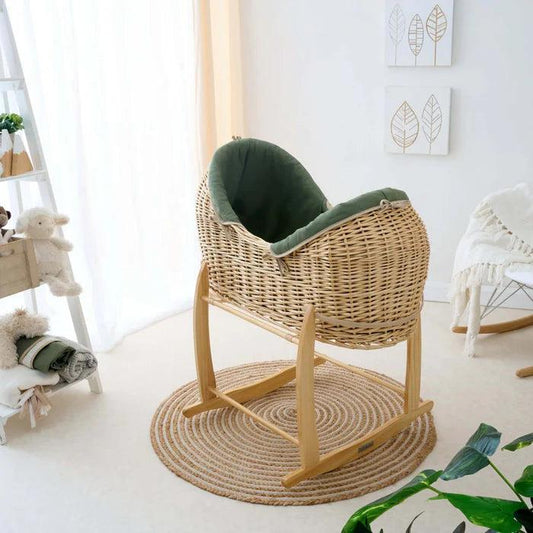 Clair De Lune Organic Natural Noah Pod® (with Deluxe Rocking Stand) - Forest Green-Dreamy Nursery
