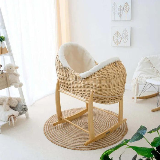 Clair De Lune Organic Natural Noah Pod® (with Deluxe Rocking Stand) - Natural Cream-Dreamy Nursery
