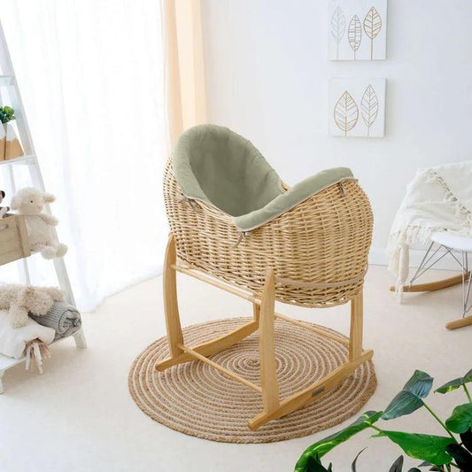 Clair De Lune Organic Natural Noah Pod® (with Deluxe Rocking Stand) - Sage Green-Dreamy Nursery