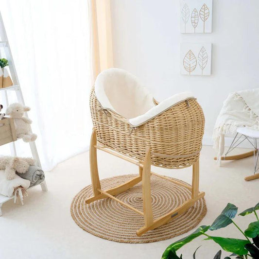 Clair De Lune Organic Natural Noah Pod® (with Deluxe Rocking Stand) - White-Dreamy Nursery