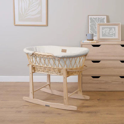 Clair De Lune Organic Natural Wicker Moses Basket (with Rocking Stand) - Cream-Dreamy Nursery