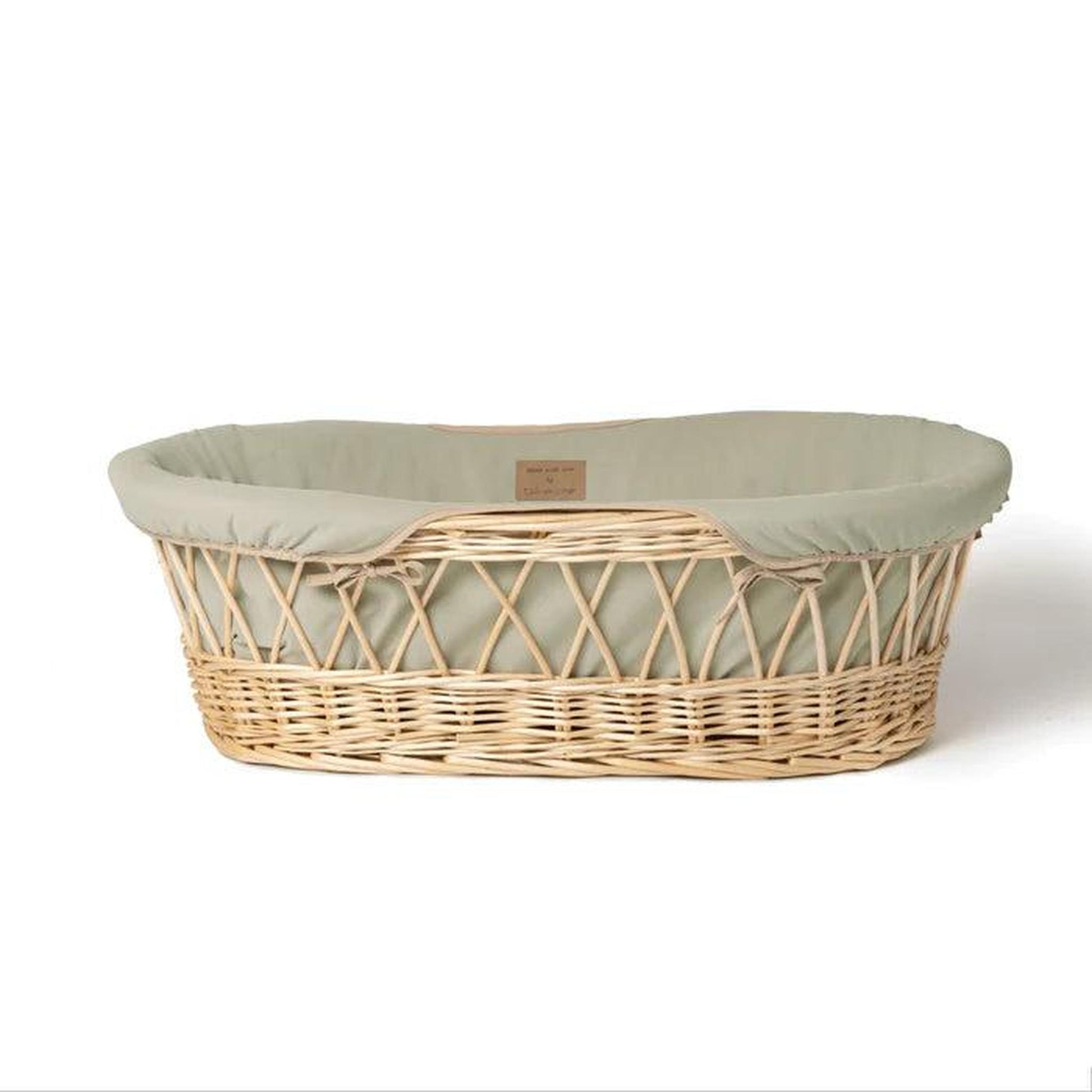 Clair De Lune Organic Natural Wicker Moses Basket (with Rocking Stand) - Sage-Dreamy Nursery