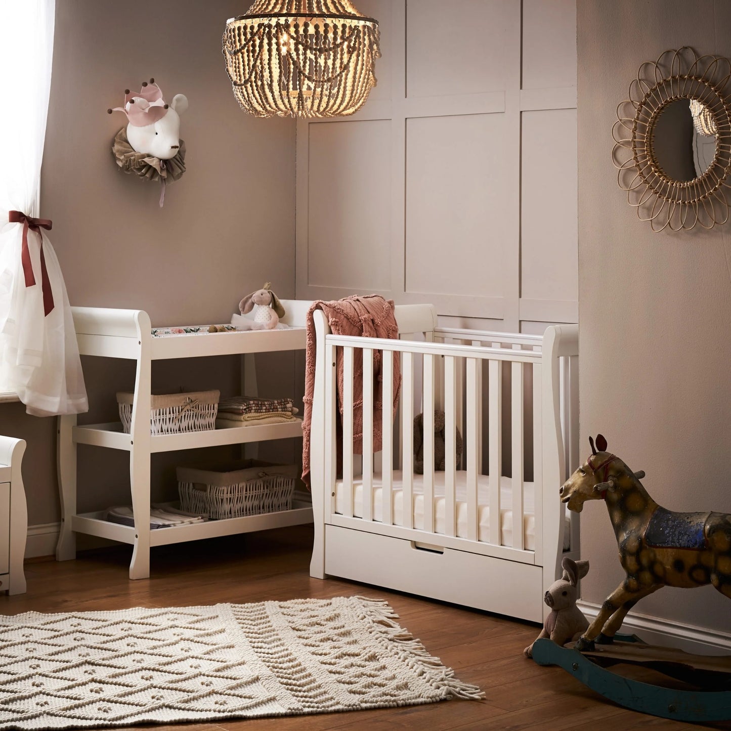 Obaby Stamford Space Saver Sleigh 2 Piece Room Set - White