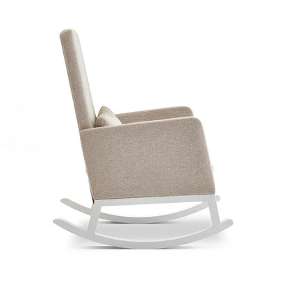 Obaby High Back Rocking Chair - White with Oatmeal Cushion-Dreamy Nursery