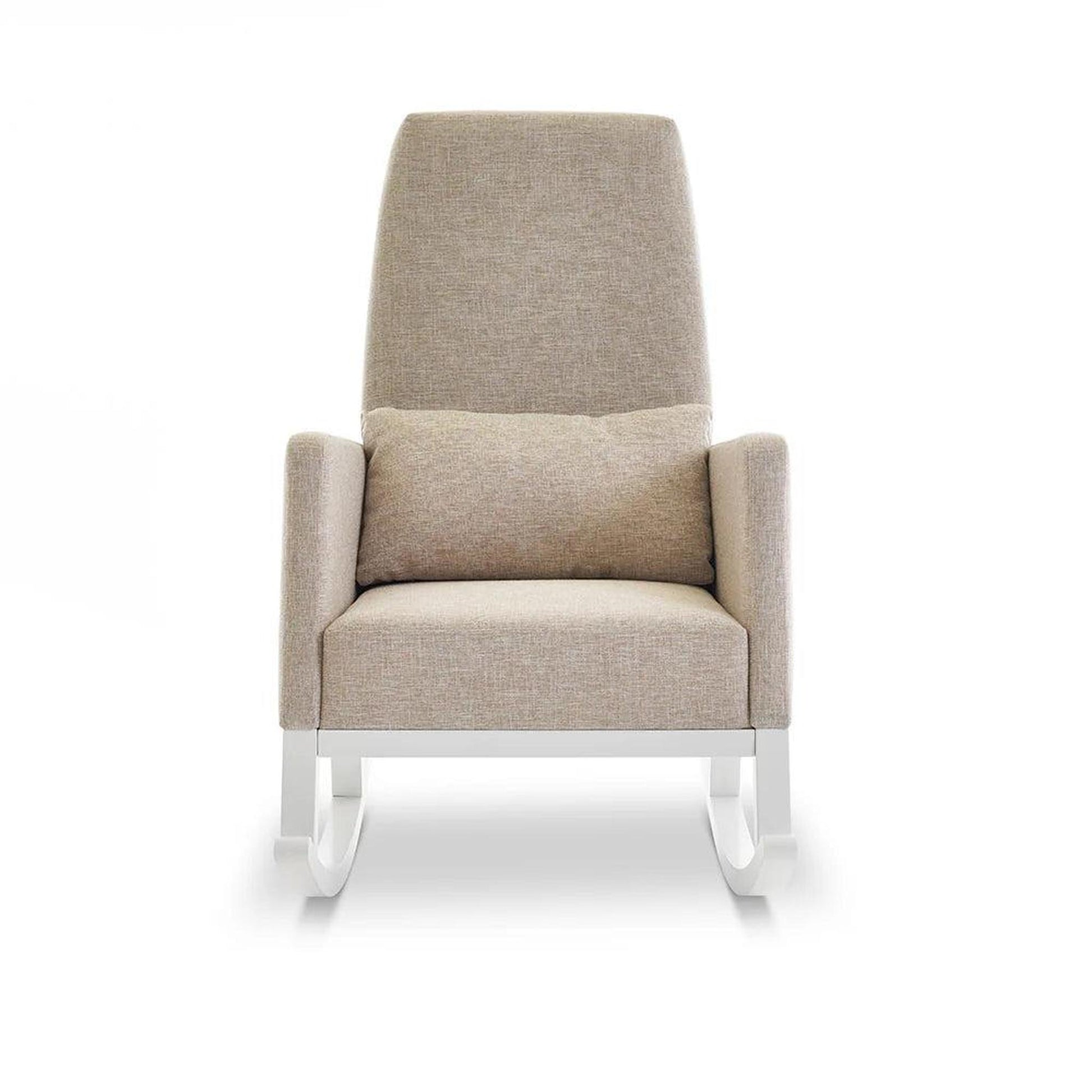 Obaby High Back Rocking Chair - White with Oatmeal Cushion-Dreamy Nursery